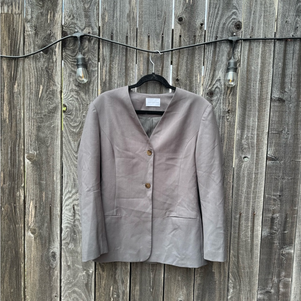 Lattelier Grey Green Wool Single Breasted Blazer Coat Formal Work Jacket small